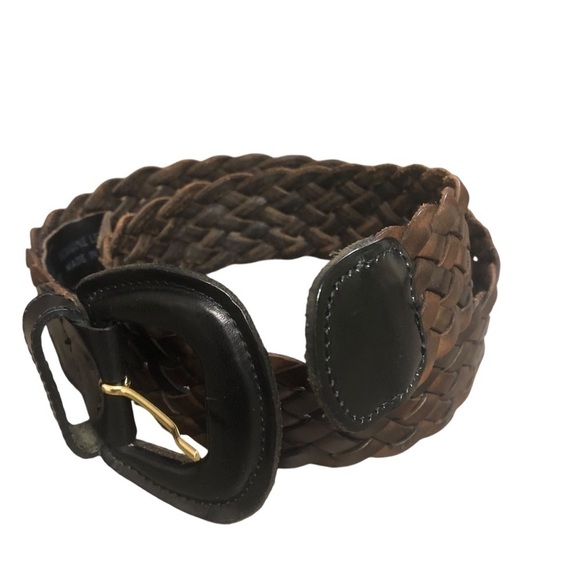 Made In Italy LUIGI LANATTA Genuine Leather BRAIDED Woven BROWN Belt Mens 30/ M - Picture 8 of 8